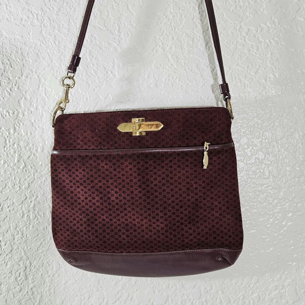 Bags by Supreme Maroon Suede Crossbody - Picture 2 of 8
